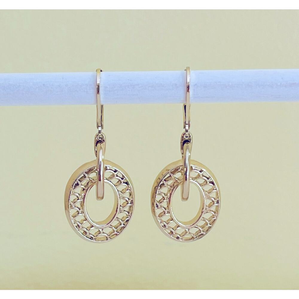 Vtg Classic Doorknocker Earrings Retro Scale Filigree Cut-Out Gold Tone